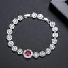 Cadena de Tenis de Cobre Jinse Micro Incrustación Cristal de Zirconia Redondo Color Cadena de Tenis Lujo Ligero Pulsera Versátil Doble Hebilla para Mujeres Venta al por Mayor