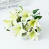 Lírio Simuladp Transfronteiriço 3 Cabeças Multi-Cabeças Atacado Display de Mesa Flor Decorativa Lírio Selvagem Simuladp Buquê de Casamento