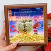 Marco de Foto de Árbol de Navidad de Oro Puro 999 Adorno Feng Shui para la Paz y la Alegría, Soporte de Exhibición del Dios de la Riqueza, Regalo para Familia y Amigos