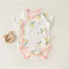 Traje de escalada triangular Hassel sin huesos de algodón puro fino de manga corta para recién nacidos, pañal de verano para bebé