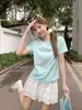 Camiseta de Mujer con Estampado de Conchas Dulce y Linda, Cuello Redondo, Manga Corta, Verano 2026, Nueva, Holgada, Adelgazante