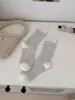 Meias de outono e inverno estilo balé, com costura dupla, de comprimento médio até a panturrilha, com etiquetas de tecido, modernas e que afinam a silhueta, estilo universitário, adequadas para sapatos Birkenstock, calças shark e meias sobrepostas