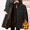 Jaqueta de inverno masculina mais vendida internacionalmente para homens de meia-idade e idosos, estilo novo, forrada com fleece, espessa, quente, jaqueta de chenille para homens no inverno
