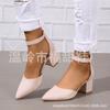 Nuevos zapatos de mujer de tacón alto con hebilla de talla grande de comercio exterior de moda europea y americana en stock