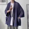 Camisa de Manga Curta Masculina Verão Estilo Hong Kong Ins Marca Tendência Bonita Casual Camisa de Manga Três Quartos Jaqueta Cape Fina Off-Shoulder