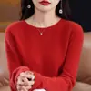 Suéter de lana de cuello redondo listo para usar de primera línea para mujer, otoño e invierno, nuevo, color liso, jersey de manga larga, holgado, versátil, suéter de punto base