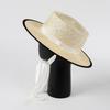 Moda Casual de Primavera y Verano Nuevo Sombrero de Paja de Sisal de Copa Plana para Mujer, Sombrero Protector Solar para Viajes al Aire Libre