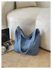 Bolso vaquero de un solo hombro estilo coreano moderno para estudiante escolar para mujer, bolso de mano de lona de gran capacidad casual, elegante bolso de compras