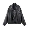 Comercio exterior transfronterizo estilo europeo y americano ropa de mujer 2026 otoño nuevo diseñador chaqueta de cuero holgada chaqueta de mujer