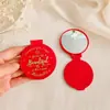 Espejo de Maquillaje Redondo con Tapa abatible Espejo Mini Portátil para Llevar Espejo Plegable para Retoques Espejo de Regalo Personalizado con Estampado Dorado