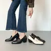 Tacón grueso sin cordones para ir al trabajo versátil sensación relajada zapatos pequeños de cuero planos estilo retro británico correa de cuero doble hebilla mocasines para mujer