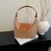 Bolso de axila retro de patchwork de nailon y cuero estilo coreano, un bolso de hombro tipo tote casual de gran capacidad, un bolso de mano simple y versátil para el trabajo