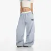 Pantalones casuales de cuadros estilo coreano con cordón y pierna ancha para mujer, verano 2026, de cintura alta, adelgazantes, holgados, versátiles, relajados, de largo hasta el suelo
