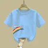 2111# camiseta de manga curta para meninas 2025 novo verão algodão casaco infantil grande estilo ocidental roupas infantis meninos e meninas manga curta