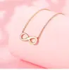 Moda Europeia e Americana Colar Amor Infinito Pingente Simples de 8 Caracteres Corrente para Clavícula Aço Titânio Banhado a Ouro 18K Colar Não Desbota Feminino