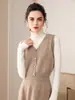Gola V lisa cor sólida fivela 100% caxemira sem mangas curto modelador para o dia a dia usado em camadas novo colete de tricô para o outono