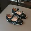 Sapatos de Princesa de Couro para Meninas Primavera e Outono Novos Sapatos Mary Jane Laço Strass Sapatos de Solteira Sapatos de Performance para Crianças Médias e Grandes