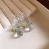 Aretes Redondos de Cristal Geométrico Aguja de Plata, Estilo de Lujo Ligero de Gama Alta, Aretes Frescos y Elegantes, Mayoreo