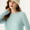 Suéter de Cachemira para Mujer Otoño/Invierno 2026, Tejido de Punto Trenzado Engrosado, Cuello Redondo, Diseño Versátil, Tejido de Lana