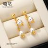 Hee goo E2158 S925 aretes pequeños de perla uva para mujer, aretes de lujo ligero de alta gama, diseño elegante, aretes franceses