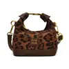 Diseño de Nicho Bolso de Dumpling de Moda para Mujer Otoño 2025 Nuevo Estilo Estampado de Leopardo Lujo Accesible Color de Contraste Bolso de Hombro Único Cruzado
