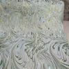 Estilo Pintura al Óleo Patrón de Agua Fluyendo Verde Hilo Dorado Brillante Textura Tridimensional Tela Jacquard Vestido Disfraz para Actuación Tela de Diseño