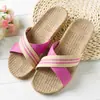 Pantuflas de Lino para el Hogar Parejas Pantuflas de Interior Piso de Madera Algodón y Lino Hogar Suela Gruesa Pantuflas de Verano para Hombres y Mujeres