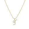 Collar de Cadena de Serpiente Redonda con Colgante de Letra de Aleación Incrustada con Circonita, Letras del Alfabeto de Aleación Transfronteriza Europea y Americana, Colgante de Letra de Aleación, Grabado de Letra Simple Creativo