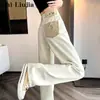 Jeans Azuis Vintage Retos Feminino Primavera e Outono 2024 Novo Outono Cintura Alta Soltos Curtos Estreitos Perna Larga Calças