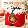 Ninho pequeno para animais de estimação para outono e inverno, ninho de hamster quente de pelúcia de Natal fechado, casa esconderijo para hamster dourado, ninho para esquilo-voador, transfronteiriço