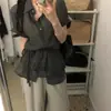 Conjunto de Verano Nuevo Estilo Chic de Gama Alta para Mujer Dongdaemun Coreano con Capa de Flecos Volantes y Lazos en la Espalda Adelgazante