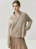 Cardigan de Caxemira Espesso e Pesado Feminino Gola Alta Zíper Casaco Suéter Outono Inverno Novo Macio Amigo da Pele Roupa Exterior