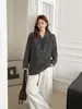 Nuevo Top de Punto con Cordones y Solapa Otoño e Invierno 2025 Estilo Coreano Holgado Suave Cera Estilo Perezoso Suéter de Punto Pulóver Tendencia para Mujer