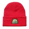 Gorro de Punto Bordado de Rana de Dibujos Animados para Otoño e Invierno para Hombres y Mujeres Casual Combinable para Todo Gorro Cálido de Invierno para el Frío Viaje Diario
