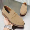AH02 Sapatos Masculinos Modernos Mocassins de Couro Genuíno Slip-On Camurça Respiráveis Macios Mocassins Casuais de Negócios para Homens