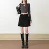 26 Saia Curta Meia Saia de Pelúcia Camurça Retrô Feminina Outono Inverno Versátil com Bolso Cintura Alta Modeladora Linha A Saia Curta Dropshipping