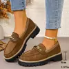 Comercio Exterior Tallas Grandes 2026 Nuevos Zapatos de Cuero Pequeños Estilo Británico para Mujer Mocasines Retro Versátiles Zapatos Individuales con Tacón Grueso Suela Gruesa para Mujer