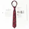 Corbata Jk Borgoña para Mujer, Estilo Japonés, Corbata de Rayas Perezosas Sin Nudo, Uniforme Académico, Foto de Graduación, Accesorio de Uniforme Escolar
