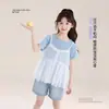 TUTU Elefantito Ropa Infantil Camiseta para Niñas 2026 Verano Nuevo Estilo Falso Dos Piezas Manga Corta Superior Ligero Transpirable Media Manga Conjunto de Verano