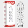 Condón Agradable Bestia de Cuatro Sexos Colmillo de Lobo con Funda de Cristal Extendida para Hombres, Condón Vibrador de Bloqueo para Parejas, Juguete Sexual para el Placer Compartido