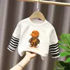 Moda Estilo Coreano Camiseta de Manga Longa para Meninos Outono Inicial Nova Estampa de Desenho Animado Crianças Bebê Algodão Puro Camada Interna Camada Base T Tendência