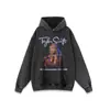 Nova Marca de Moda Chinesa Moletom Estampa Retro Americana Lavado Desgastado com Capuz Solto Top Hoodie Masculino e Feminino Tendência
