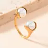 Anillo Abierto de Acero Inoxidable Transfronterizo Europeo y Americano Anillo de Perla Diseño de Nicho para Mujer Joyería de Mano de Acero de Titanio de Lujo Ligero de Alta Calidad