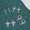Pendientes de Acero Inoxidable con Forma de Cruz y Corazón, Colgantes Largos, Diseño de Lujo Ligero, Letras Inglesas Plateadas