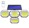 Lámpara de Pared Solar de Tres Cabezales con 333 LEDs Integrados, Lámpara Solar de Cuatro Cabezales para Exteriores con Sensor de Movimiento Humano, Múltiples Cabezales para Patio