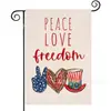 Popular Bandera de Jardín del Día de la Independencia de Amazon Perro Estrella Estampado Material de Lino Bandera Decorativa Americana para Exteriores