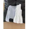 Un Conjunto Completo de Atuendos de Verano, Hermosos Trajes de Verano para Mujer, Cardigan de Punto Nuevo Estilo 2025, Conjunto de Dos Piezas de Top Blanco y Falda