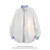 Nueva Camisa Casual de Manga Larga para Hombre Otoño 2026, Moda Tendencia Holgada Cuello Alto Cuadros Patchwork