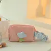 Bolsa de cosméticos tipo tulipa de veludo cotelê de alta qualidade, bolsa de armazenamento fofa portátil, bolsa de armazenamento de cosméticos de grande capacidade, estojo