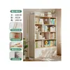 Estantería de Piso Estante de Almacenamiento Sala de Estar Almacenamiento de Pared Integrado Exhibidor Gabinete de Almacenamiento Madera Maciza Librero para el Hogar con Puerta de Gabinete